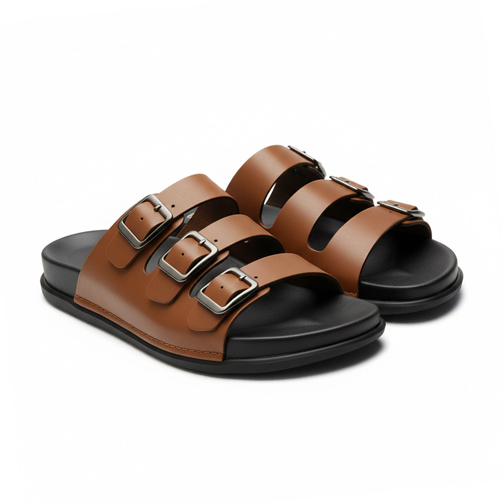 BRUTON Men's Triple Buckle Strap Casual Sandals