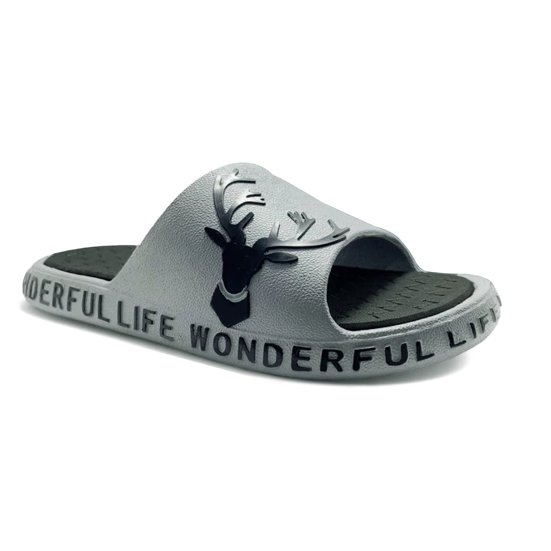 BRUTON 1074 Men's White & Black Casual Slides | Stylish Everyday Comfort