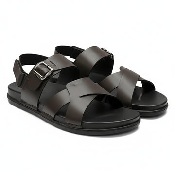 BRUTON Men's Cross-Strap Casual Sandals | Adjustable Buckle Back Strap | Comfortable Walking & Daily Wear Sandals
