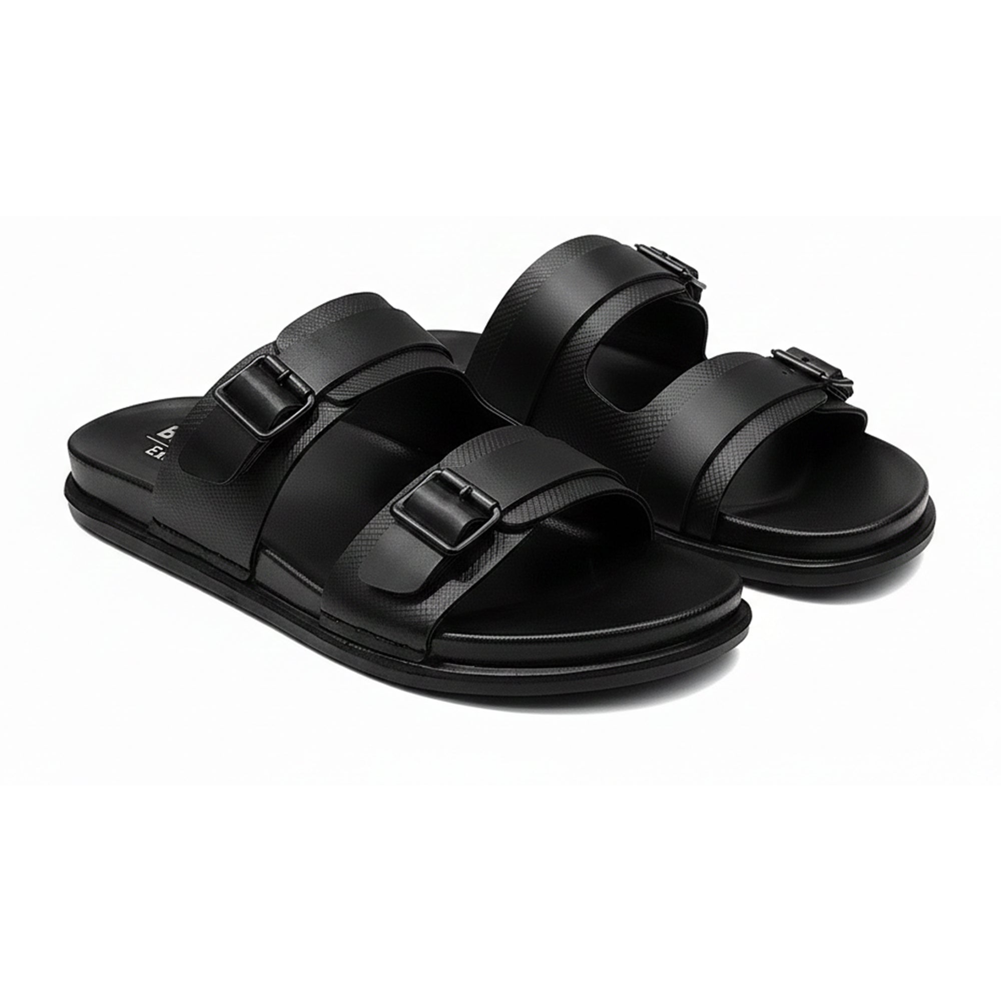 BRUTON Men's Double Strap Casual Sandals | Adjustable Buckle Slides