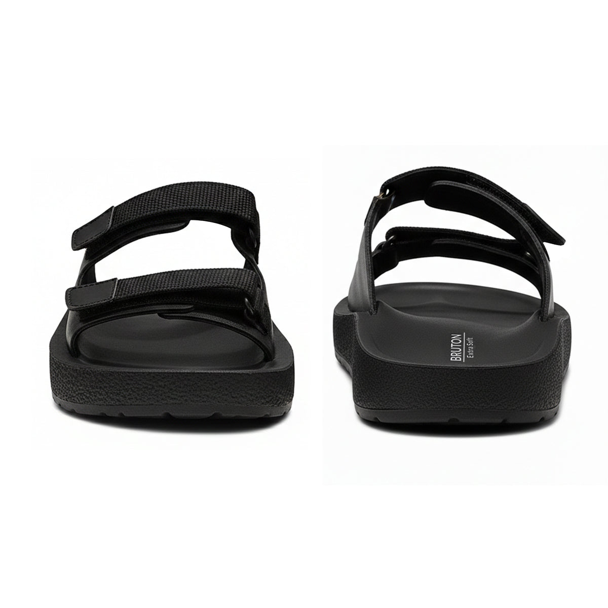 Men's Black Double Strap Sandals