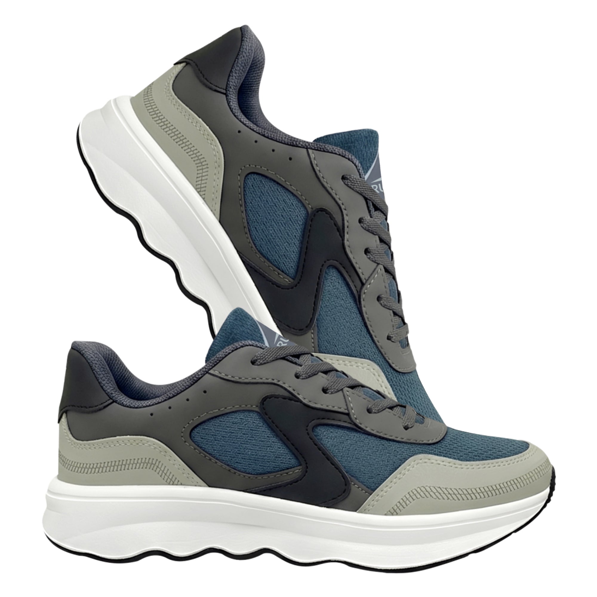 EVA608 Men’s Premium Casual Sneakers – Navy Blue, Grey & White
