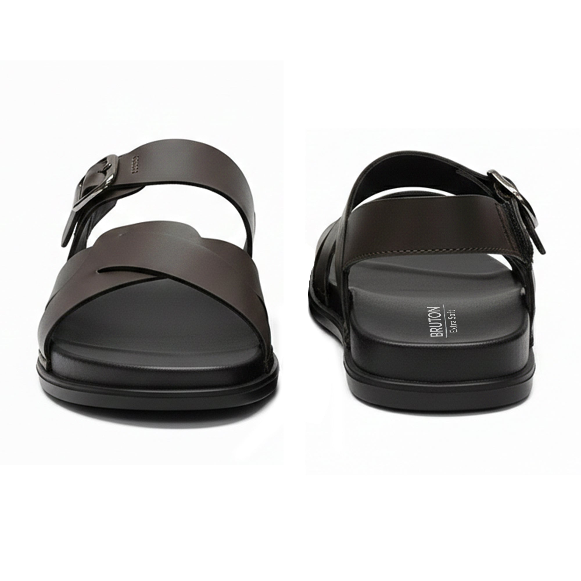 BRUTON Men's Cross-Strap Casual Sandals | Adjustable Buckle Back Strap | Comfortable Walking & Daily Wear Sandals