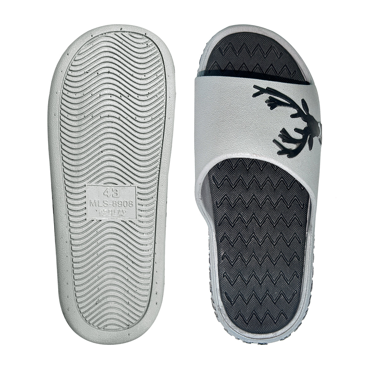 BRUTON 1074 Men's White & Black Casual Slides | Stylish Everyday Comfort