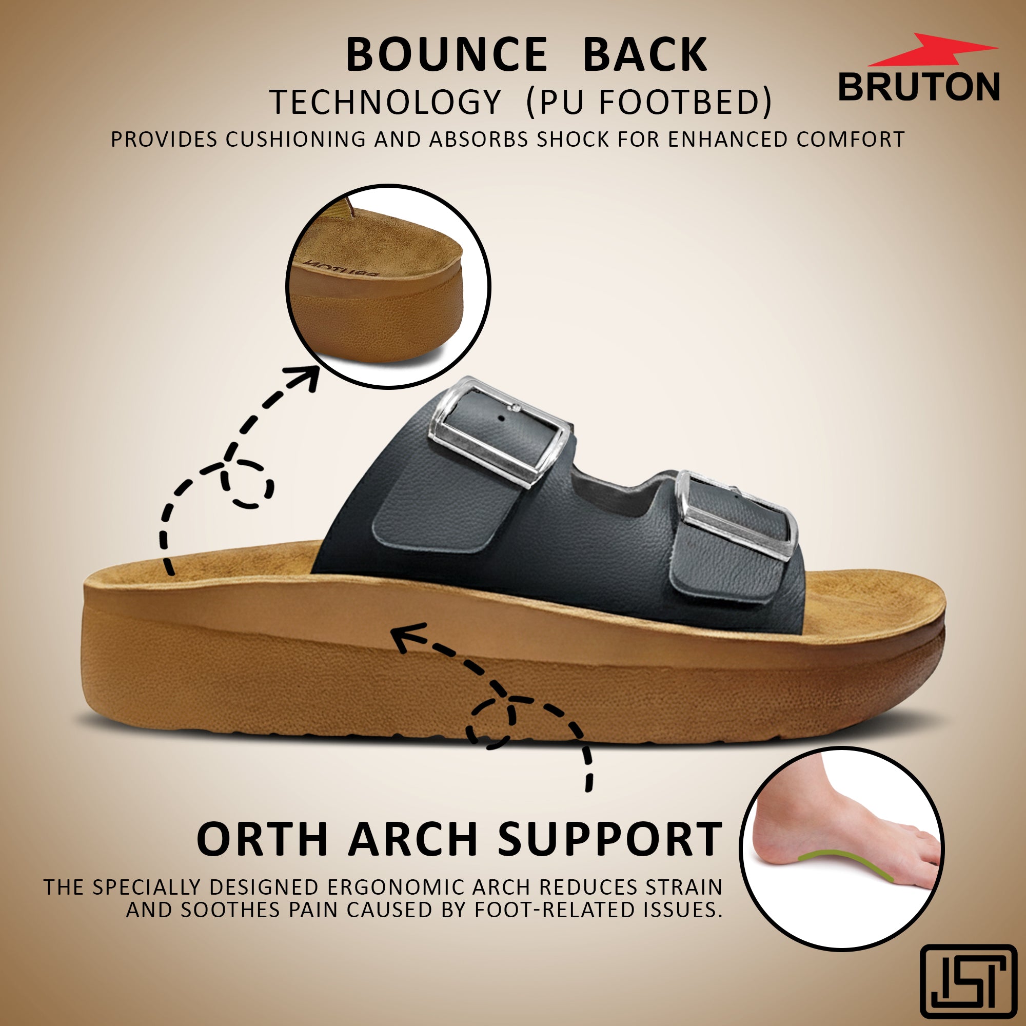 BRUTON 1134 Ortho Slippers Flip Flops for Men