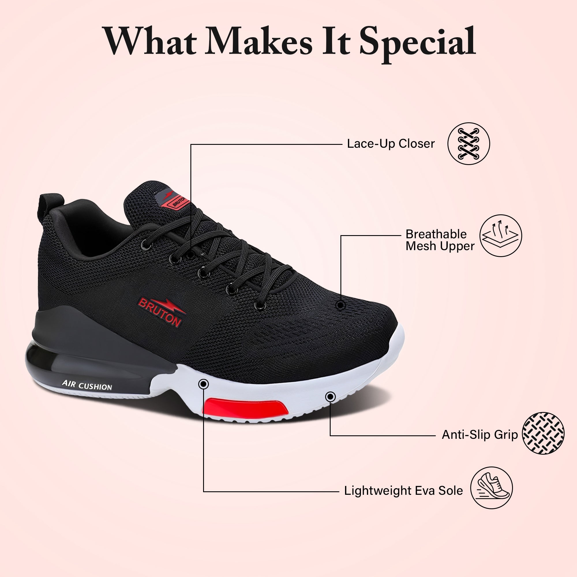 BRUTON 602-Berry EVA Lite Men's Running Shoes