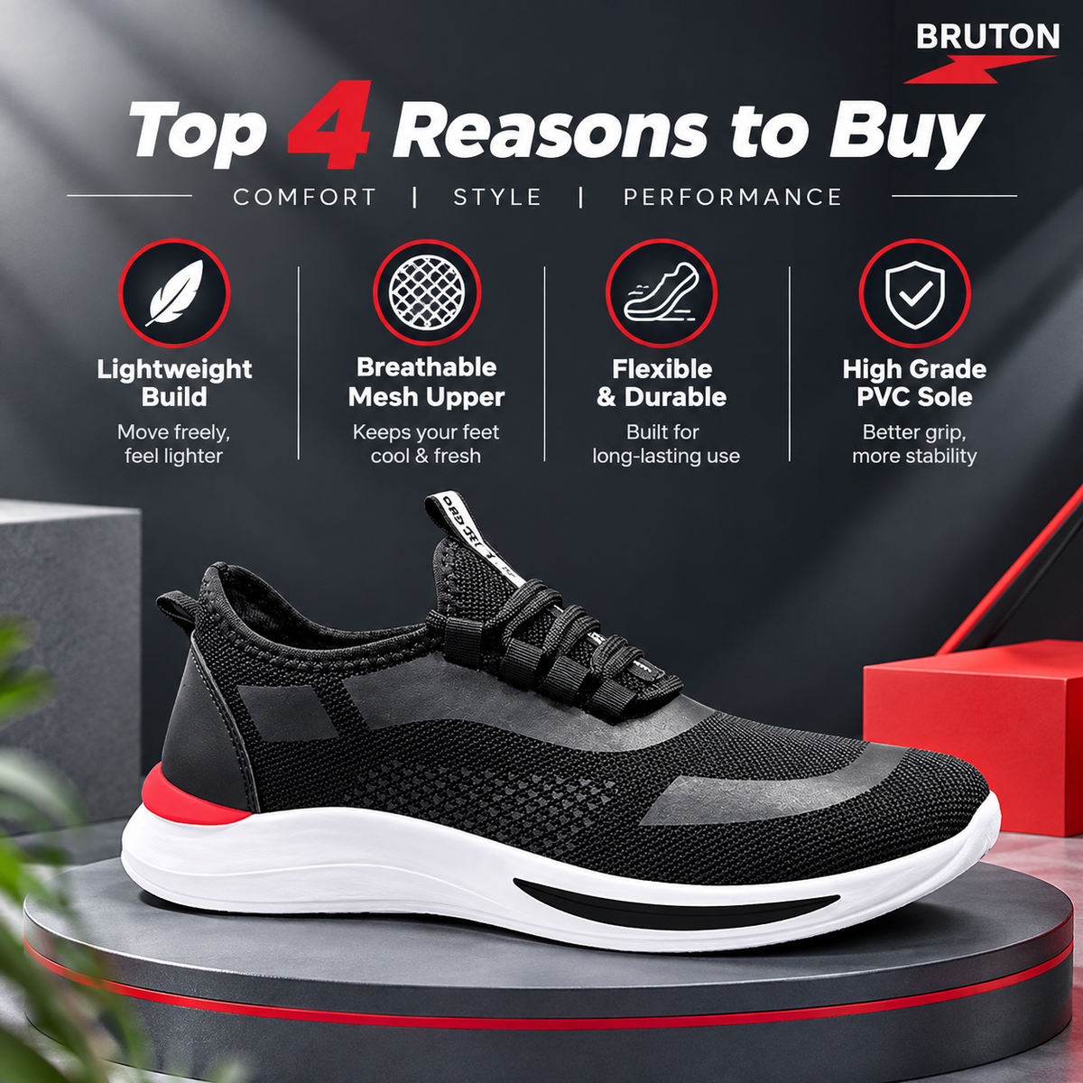 BRUTON PVC432 Men's Sports Shoes – Lightweight Comfort for Every Move