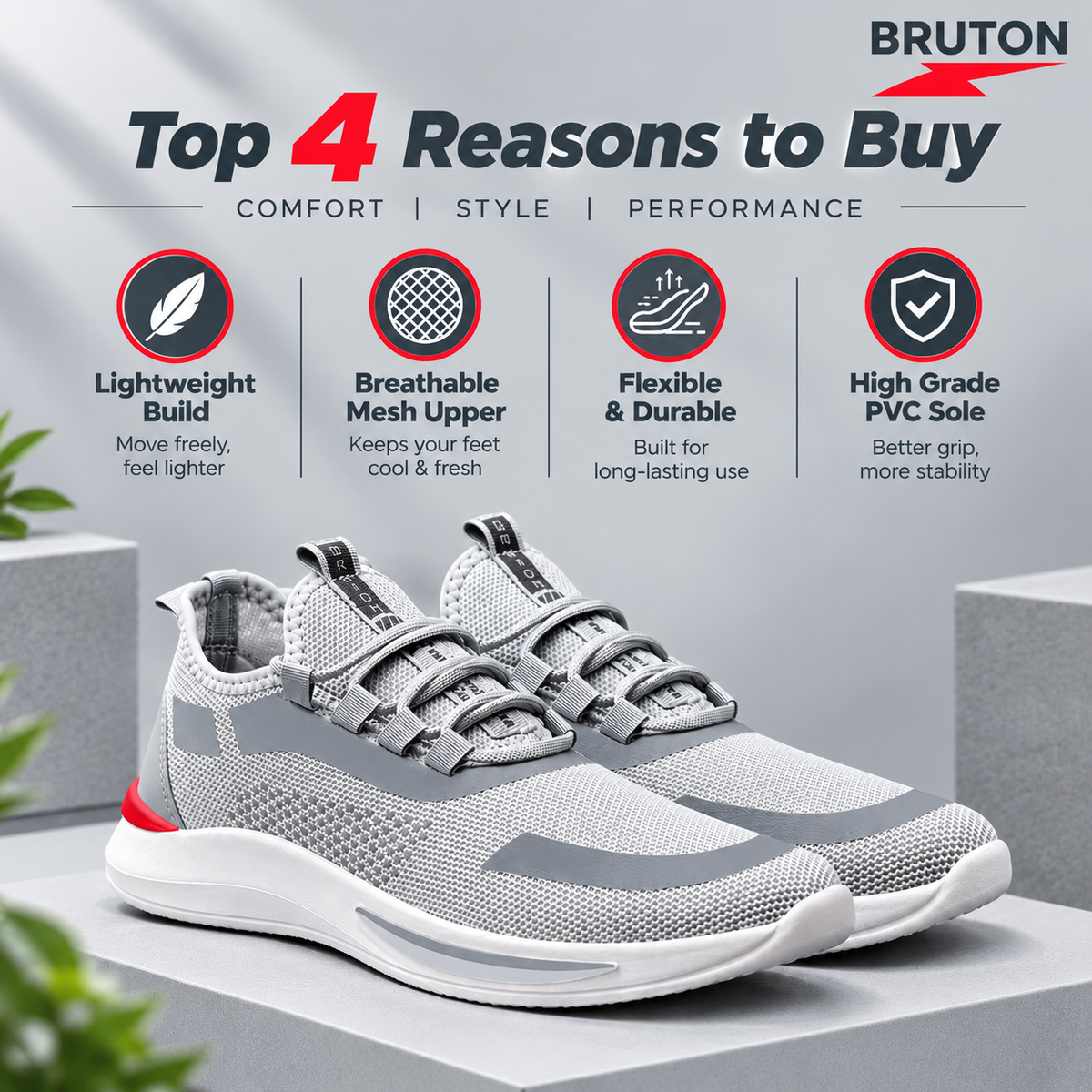 BRUTON PVC434 Men's Sports Shoes – Lightweight Comfort for Every Move