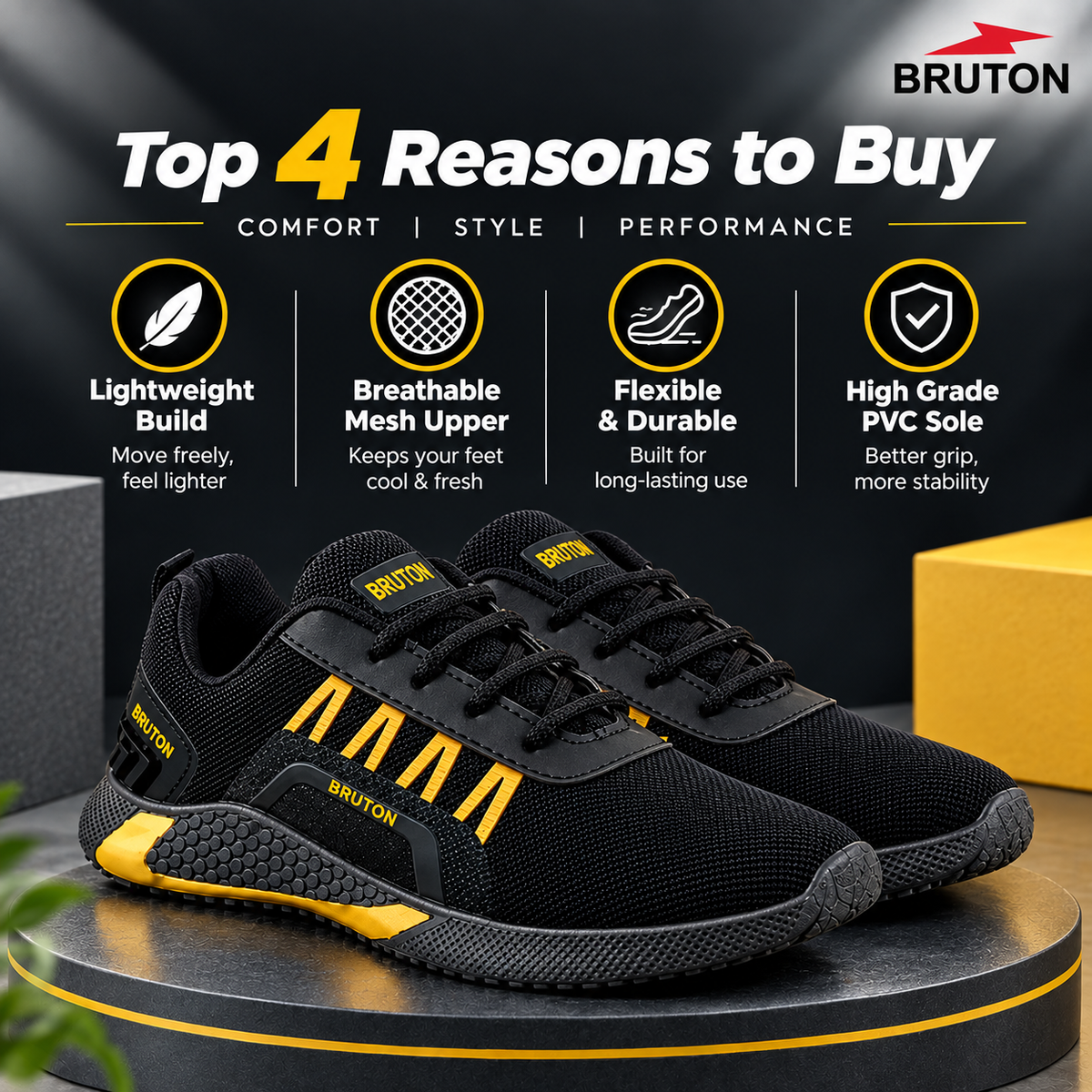 BRUTON PVC442 Men's Sports Shoes – Lightweight Running & Training Shoes