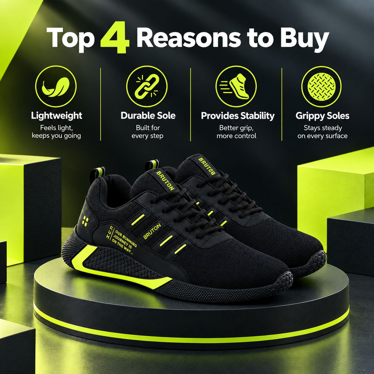 BRUTON PVC512 Men's Sports Running Shoes – Lightweight Comfort & Performance