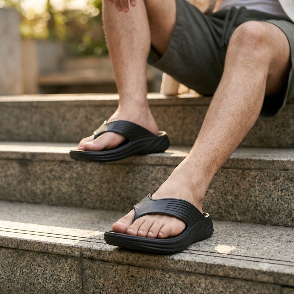 BRUTON 1002 Men's Black Flip Flops – Everyday Comfort, Effortless Style