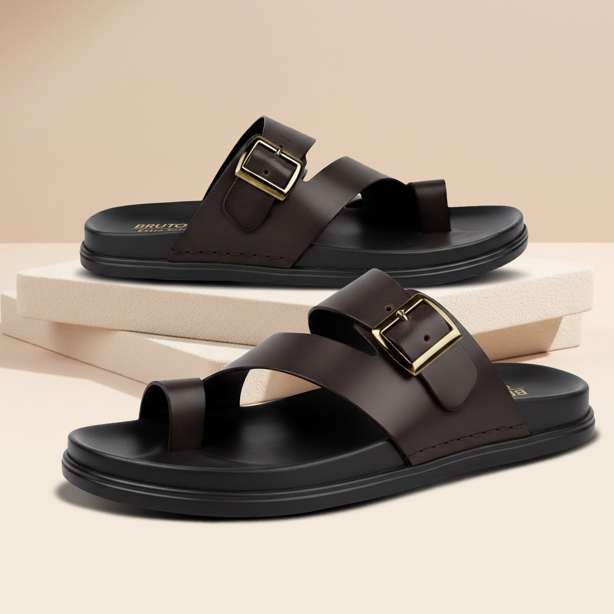 BRUTON Men's Buckle Strap Casual Sandals for Daily & Casual Wear