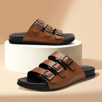 BRUTON Men's Triple Buckle Strap Casual Sandals