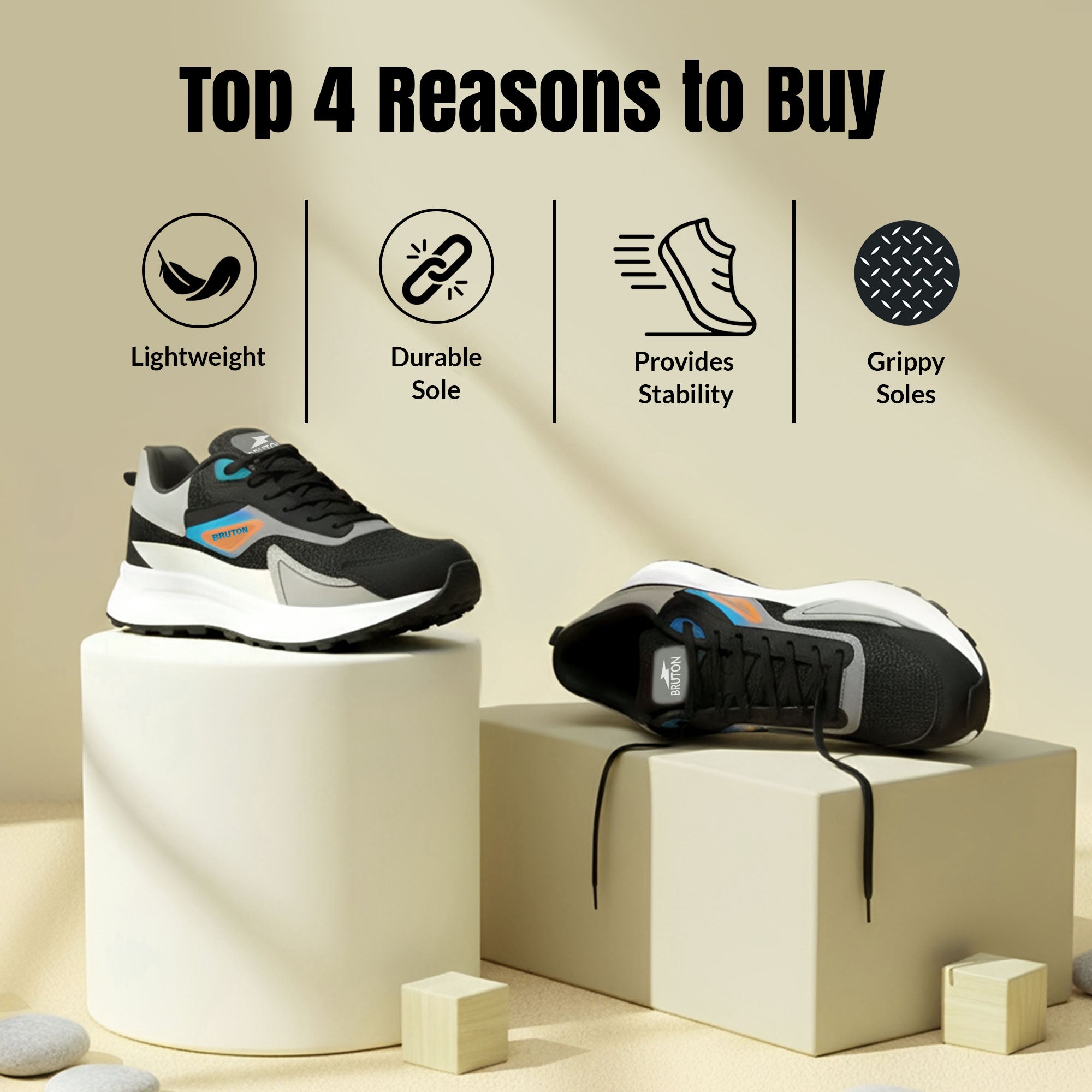 BRUTON EVA 620 Men's Running Shoes Lightweight Sports Shoes for Running, Walking, Gym & Daily Wear