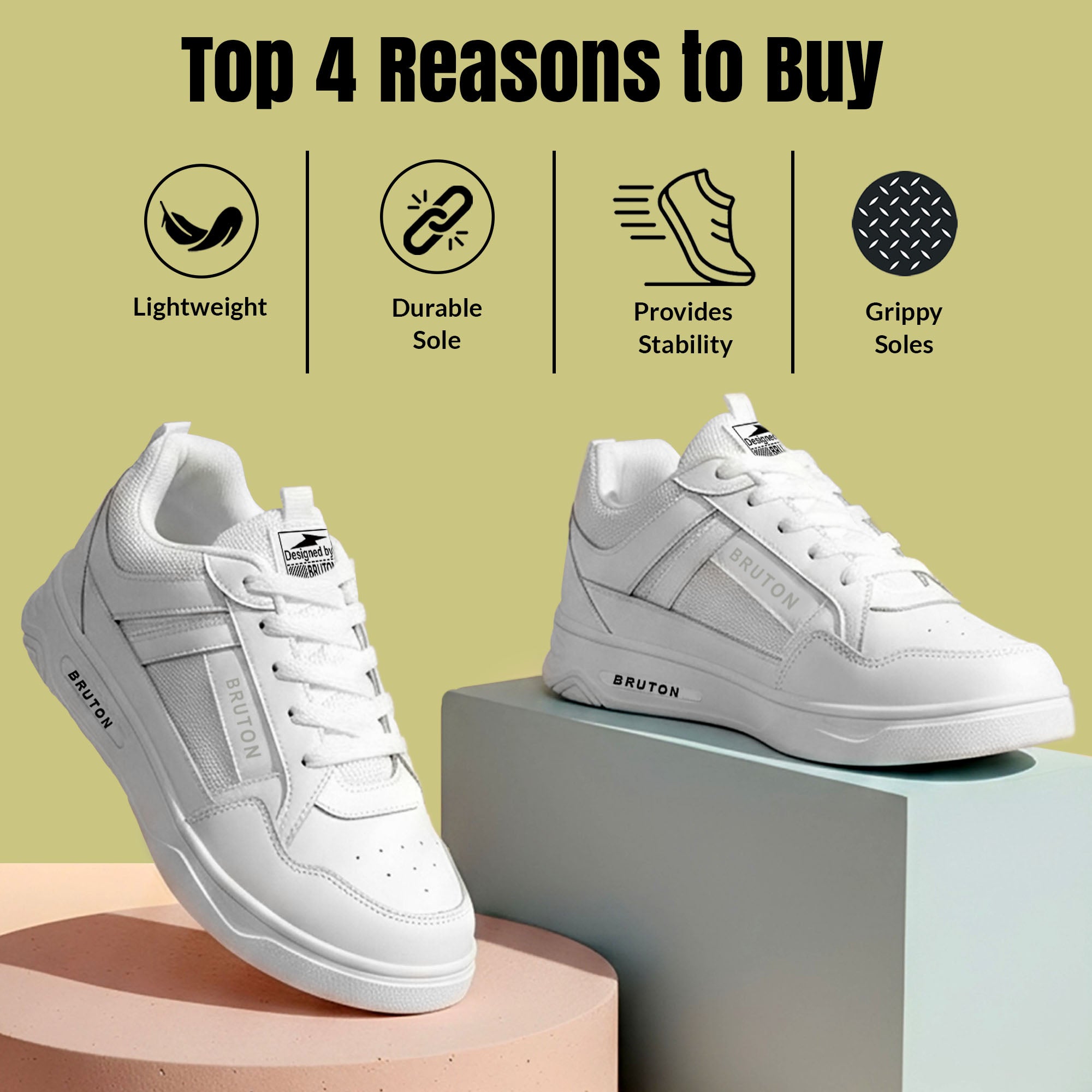BRUTON EVA 221 Men's Running Shoes – All White Sports Shoes