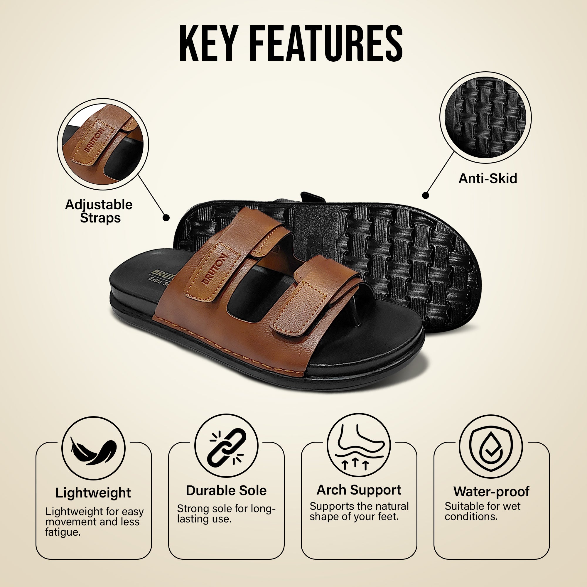 BRUTON 1136 Ortho Slippers Flip Flops for Men