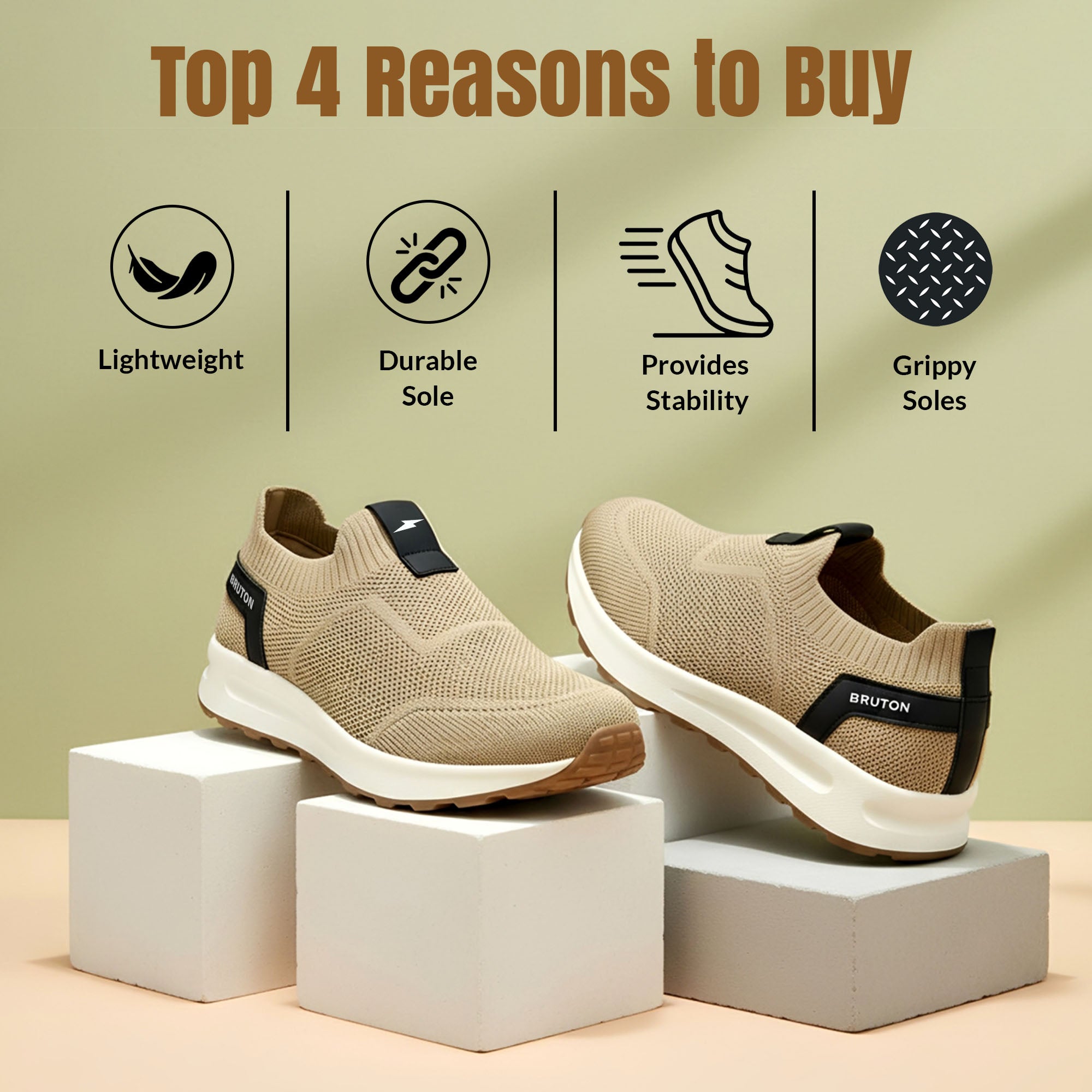 BRUTON EVA613 Men's Slip-On Running Shoes for Walking, Gym & Daily Use