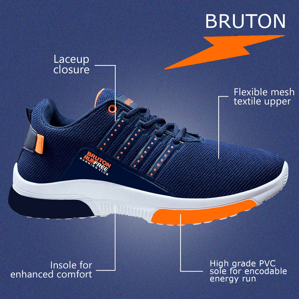 BRUTON PVC2021 Men's Sports Running Shoes