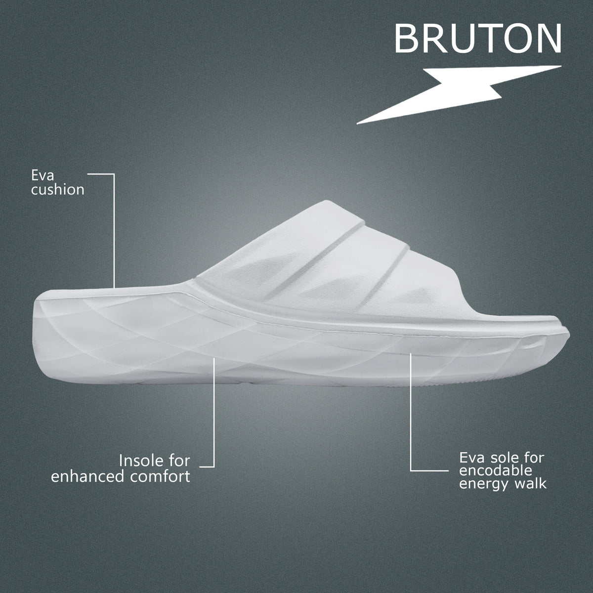 BRUTON 1044 Men's Comfort Slide Sandals – White