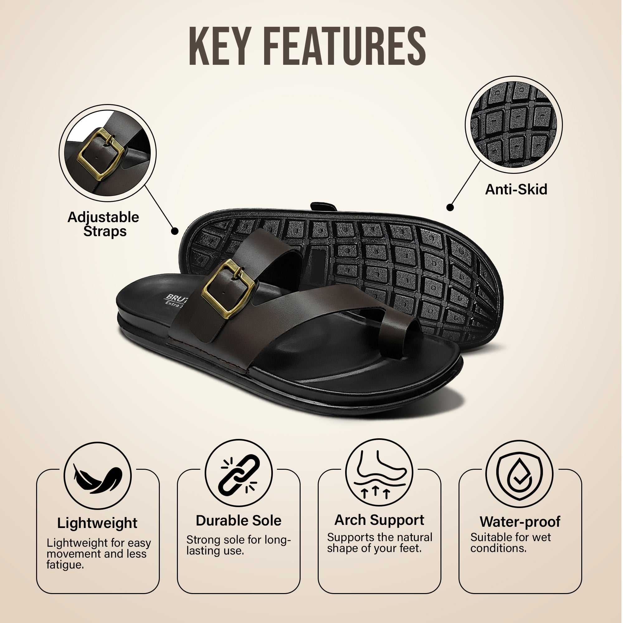 BRUTON 1139 Ortho Slippers Flip Flops for Men