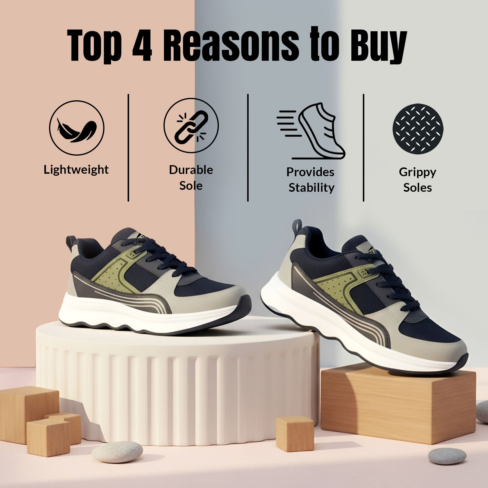 BRUTON EVA 622 Men's Running Shoes | Lightweight Sports Shoes for Running, Walking, Gym & Daily Wear
