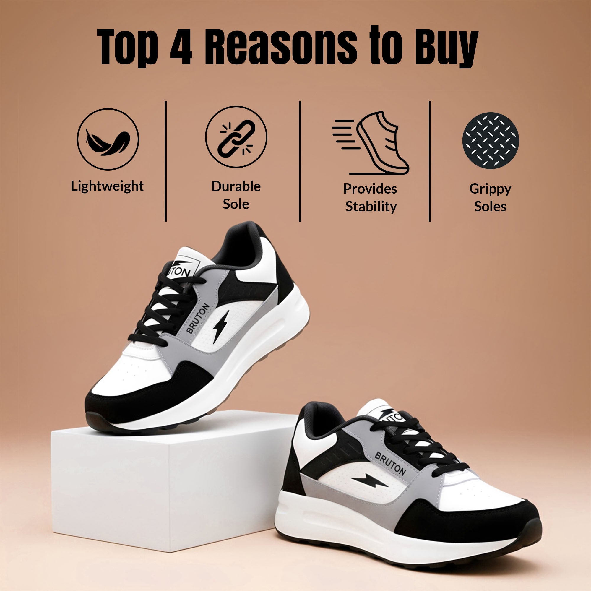 BRUTON EVA 619 Men's Running Shoes | Lightweight Sports Shoes for Running, Walking, Gym & Daily Wear