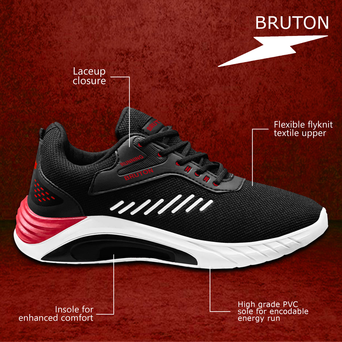 BRUTON PVC532 Men's Sports Running Shoes – Lightweight & Comfortable
