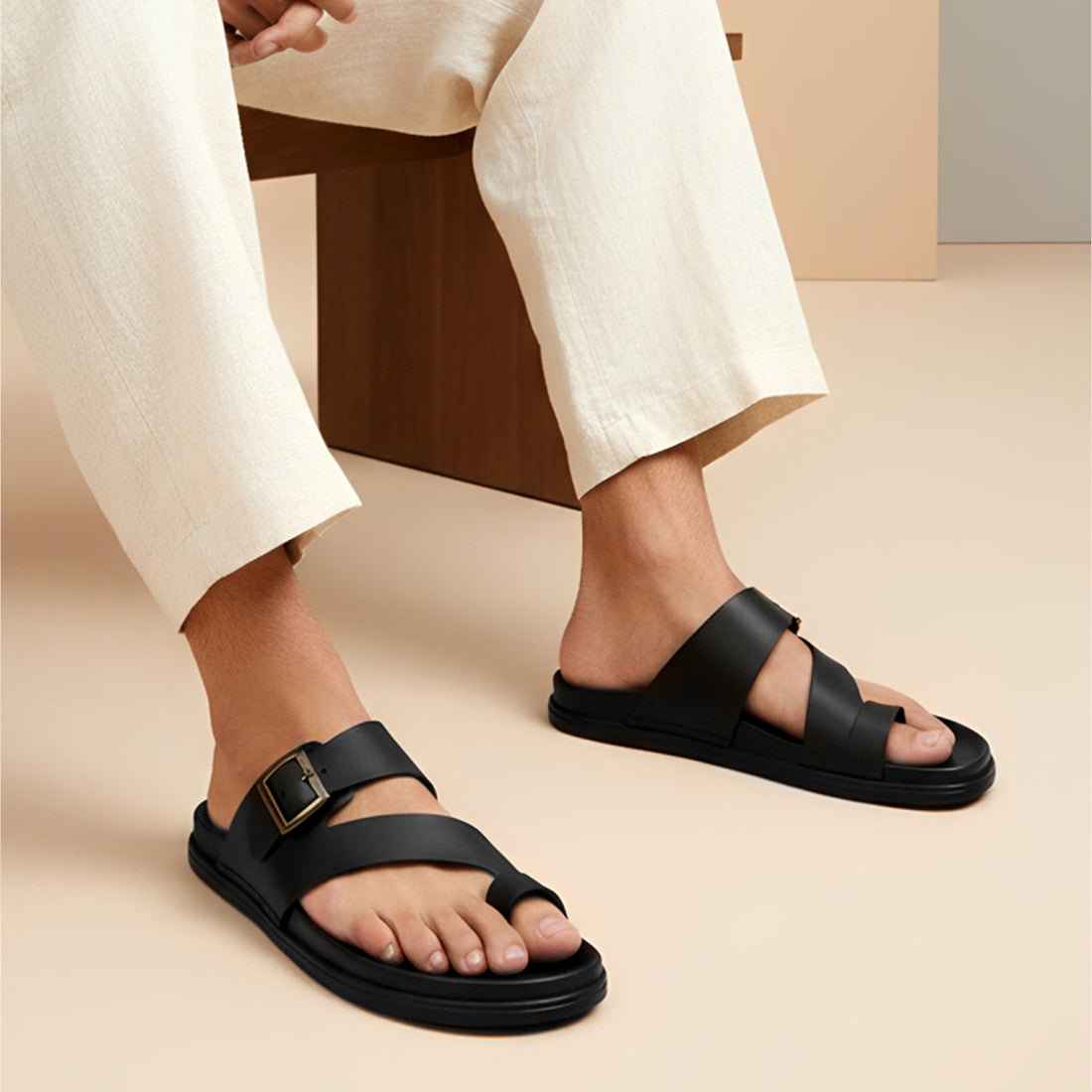 BRUTON Men's Adjustable Buckle Casual Sandals with Arch Support