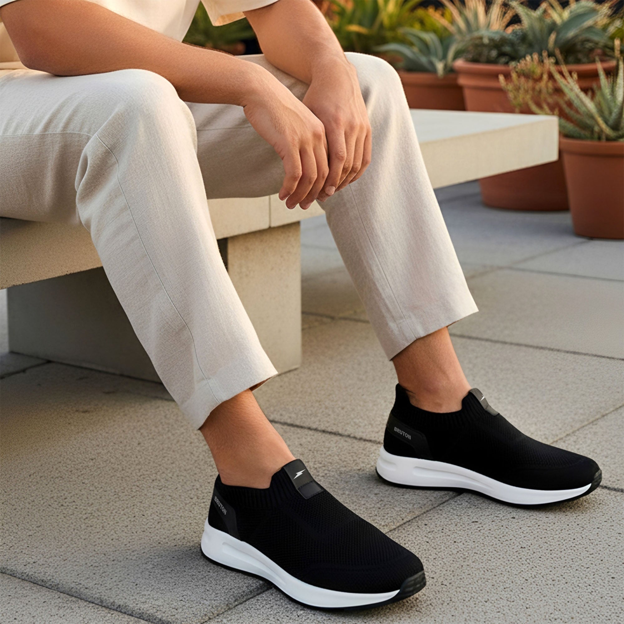 BRUTON EVA612 Men's Slip-On Running Shoes for Walking, Gym & Daily Use