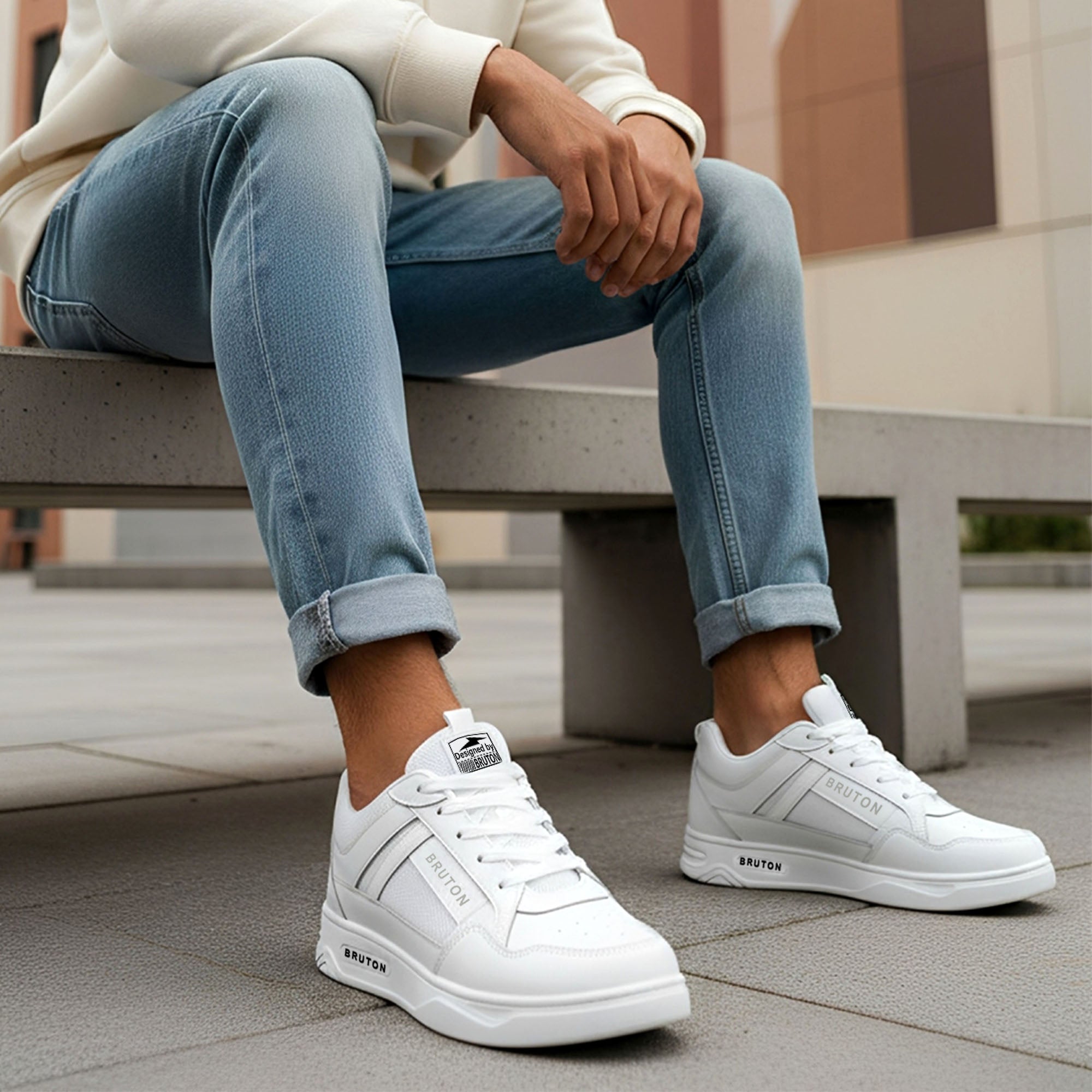 BRUTON EVA 221 Men's Running Shoes – All White Sports Shoes