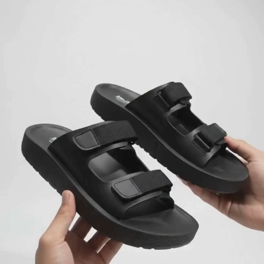 Men's Black Double Strap Sandals