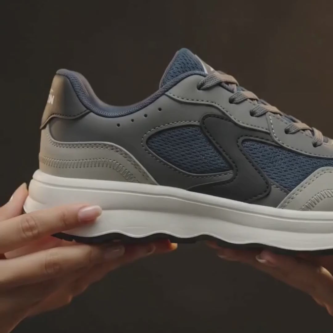 EVA608 Men’s Premium Casual Sneakers – Navy Blue, Grey & White